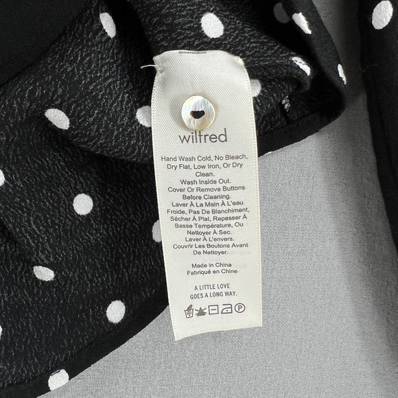 ARITZIA WILFRED Shirt Womens Medium Black White New Prairie Blouse V-neck Top - Picture 11 of 16